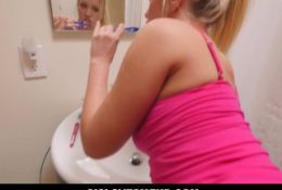 Step Bro Cums Inside Sister While She Brushes Her Teeth