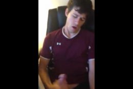 My Frat Bro shoots a load all over himself to pussy porn