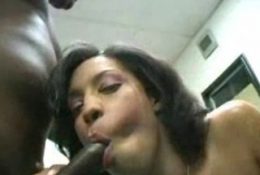 Ebony hairdresser blows her customer