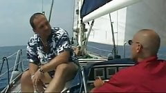 Hot brunette fucked at sea by an old man