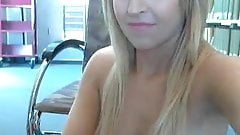 Blonde camgirl library show