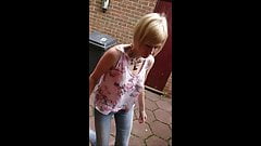 Neighbour cant resist to ask teasing Milf for tit flash