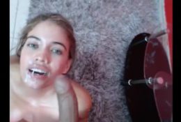 Italian Teen Sucking a cock and getting blasted with cum face