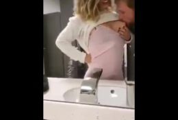 Sucking milk from titts of my pregnant friend at public Toilet