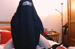 Arab Milf Wearing Hijab Rides Dildo
