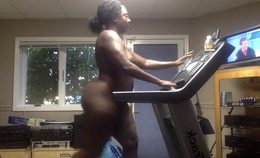 Black Amateur Nude On The Treadmill