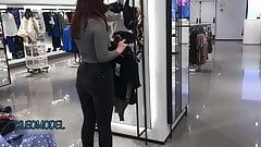Blowjob in a fitting room with my wife KleoModel. Young teen