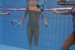 Three hot bitches naked in the pool