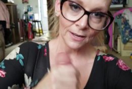 TABOO Blonde MILF Mom sucks step son cock with Dad listening on phone