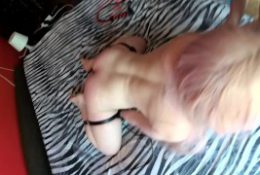 BDSM blowjob with vibrator, pussy slapping and whipping. Custom video